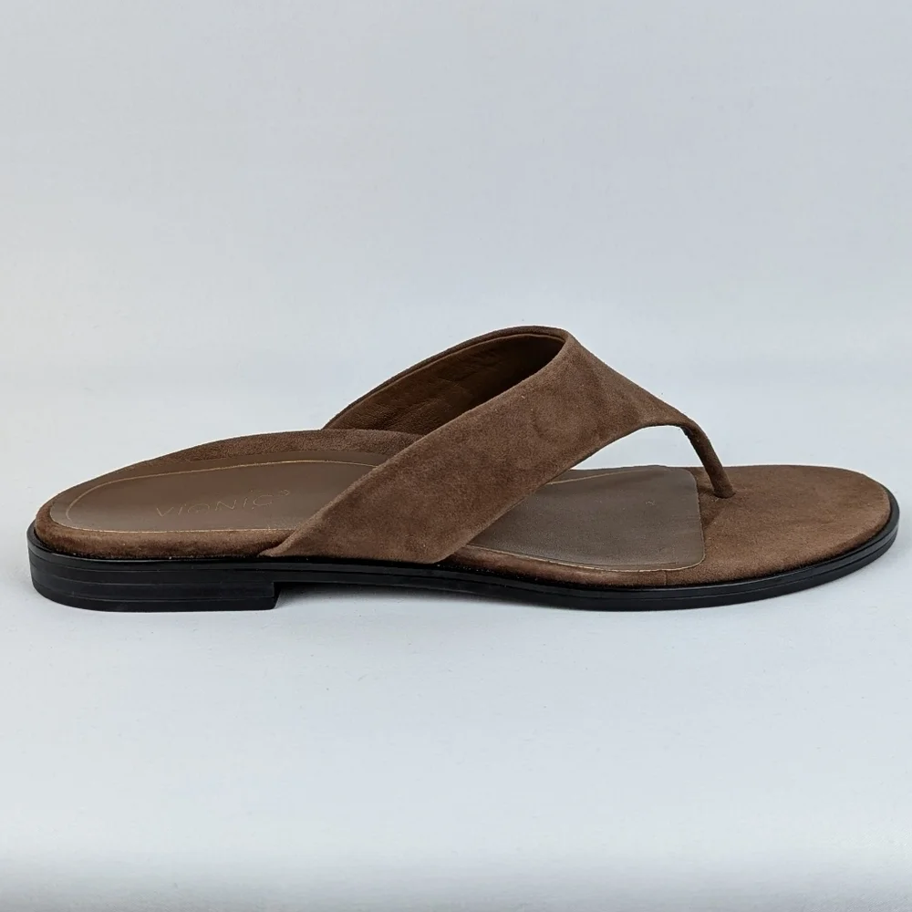 Vionic Agave Sandal Suede Thong Comfort Toe Post Monks Robe Brown 10 EU41 NWOB - Picture 4 of 16